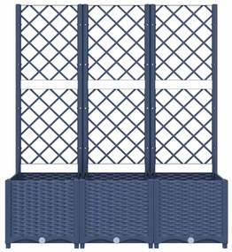 Vaso/floreira jardim c/ treliça 120x40x136 cm PP cinzento azul