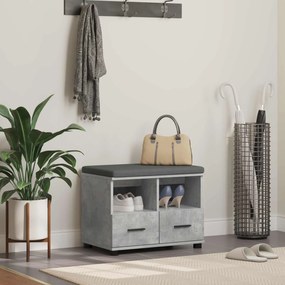 vidaXL Banco de Hall com almofada com gaveta Cinzento 60 x 38 x 46 cm