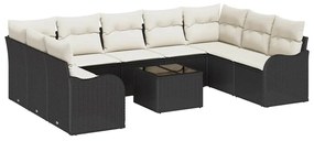 Conjunto de Sofá para Jardim vidaXL 9 Peças com Almofadas Rattan Polié