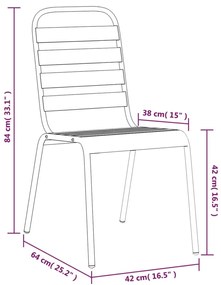 3 pcs conjunto de jantar para jardim aço antracite