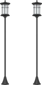 2 Candeeiros Solares de Exterior com Painel Solar Acendimento Automático Impermeável IP44  23,5x23,2x184 cm Preto