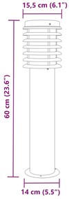 Candeeiro de chão para exterior 60 cm aço inoxidável prateado