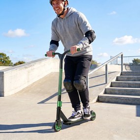 Trotinete Acrobática com Guiador 360° Rolamentos ABEC-9 Rodas de PU de 120 mm Estrutura de Alumínio 66x47x81 cm Verde