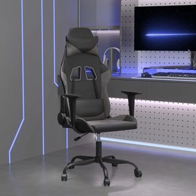 vidaXL Cadeira gaming couro artificial preto e cinzento
