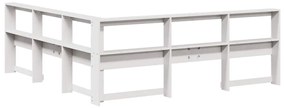 Estante cabeceira forma de L 180 cm madeira pinho maciça branco