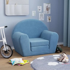 341777 vidaXL Sofá-cama infantil pelúcia macia azul