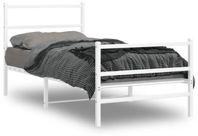 Estrutura de cama com cabeceira e pés 90x200 cm metal branco