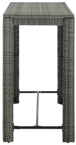 7 pcs conjunto de bar p/ jardim c/ almofadões vime PE cinzento