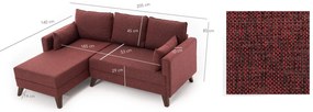 Sofá-cama de canto Bella – Vermelho Bordô – 205 x 85 x 140 cm