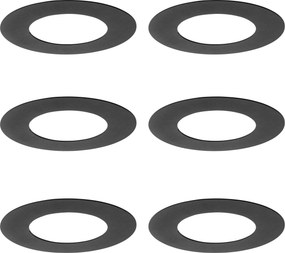 Conjunto de 6 Anéis Espaçadores Pretos para Focos Embutidos 7,5 - 13 cm - Spacer
