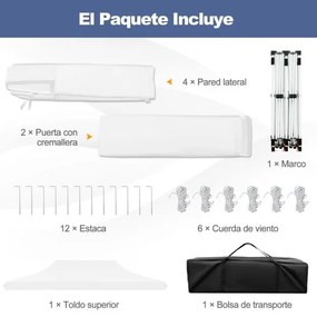 Tenda 600 x 300 cm pop-up com 6 paredes laterais removíveis para festas, casamentos, eventos com bolsa branca