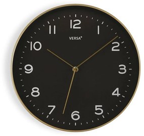 Relógio de Parede Preto Dourado Pu (30,5 X 4,3 X 30,5 cm)