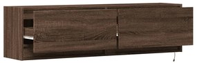 Móvel de parede p/ TV luzes LED 140x31x38 cm carvalho castanho