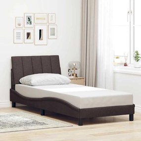 vidaXL Estrutura de cama sem colchão Hanko 90x200 cm tecido castanho-escuro