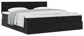 Estrutura de cama otomana com colchões 200x200cm veludo preto