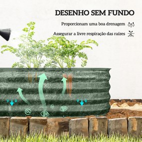 Floreira de Exterior Grande em Aço Galvanizado para Cultivo de Plantas 150x62x30 cm Verde