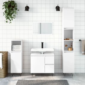 vidaXL 3pcs conj. móveis casa banho derivados madeira branco brilhante