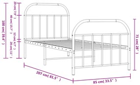 Estrutura de cama com cabeceira e pés 80x200 cm metal preto