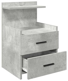 Mesas de cabeceira 2 peças com 2 gavetas cinza concreto 40x36,5x62 cm