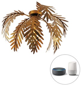 LED Candeeiro de teto inteligente dourado 45 cm redondo com Wi-Fi G95 - Botanica Rústico