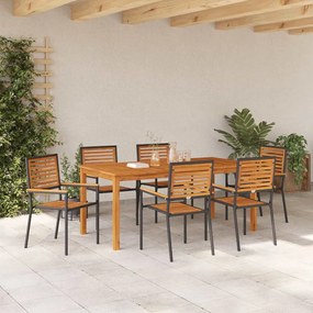Conjunto de Jantar para Jardim 7 pcs Preto 180 x 90 x 75 cm