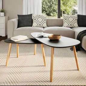 Conjunto mesas de centro 2 pcs pinho maciço preto