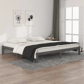Estrutura de cama 200x200 cm pinho maciço cinzento