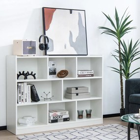 Estante aberta de 3 níveis com 8 armarios em forma de cubo 122 x 32 x 93 cm Branco