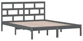 Estrutura de cama king 150x200 cm madeira maciça cinzento