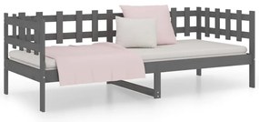 Sofá-cama 80x200 cm madeira de pinho maciça cinzento
