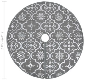 Saia de árvore de Natal luxuosa 122 cm com meia tecido cinzento