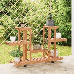 vidaXL Suporte de plantas com rodas 110x25x78 cm abeto maciço