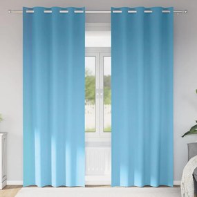 vidaXL Cortinas Blackout com Argolas 2 pcs Azul Claro 245 x 140 cm