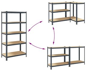 Prateleiras de armazenamento de 5 camadas 2 pcs aço antracite
