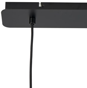 Candeeiro suspenso Japandi preto com abajur de tecido castanho 2 luzes - Bida