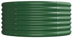 Canteiro elevado jardim 368x80x36 cm aço revestido a pó verde