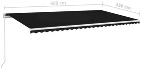 Toldo retrátil manual 600x350 cm antracite
