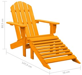 Cadeira Adirondack p/ jardim com otomano abeto maciço laranja
