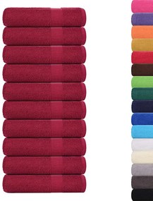Toalhas de mãos 10 pcs 50x100 cm 360 gsm 100% algodão bordô
