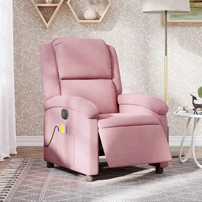 vidaXL Poltrona de massagens reclinável elétrica veludo rosa