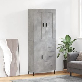 vidaXL Armário alto 69,5x34x180 cm derivados de madeira cinza cimento