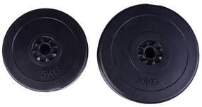 Conjunto de 4 Discos de peso de 5 kg e 10 kg com orifício de Ø25 mm Preto HOMCOM | Aosom Portugal