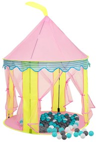 Tenda de brincar infantil com 250 bolas 100x100x127 cm rosa