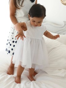 Agora -15%: Vestido de cerimónia com tule, para bebé branco claro liso