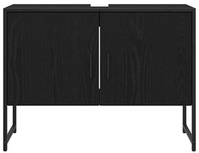Gabinete para Pia de Banheiro Carvalho Preto 80x33x60 cm Madeira Aglom