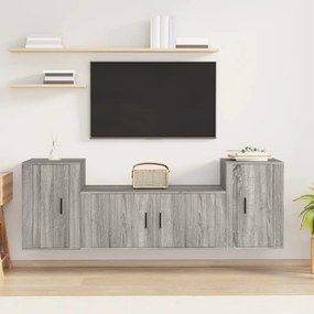vidaXL Conjunto móveis de TV 3 pcs madeira processada sonoma cinza