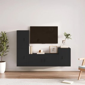 vidaXL Conjunto móveis de TV 4 pcs madeira processada preto