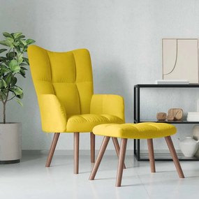vidaXL Cadeira de descanso com banco veludo amarelo mostarda
