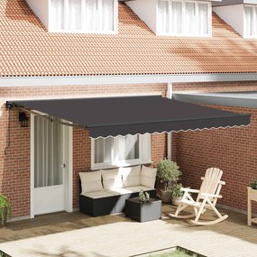 vidaXL Toldo Retrátil Manual Antracite 400x300 cm tecido