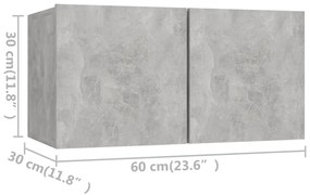 4 pcs conjunto móveis de TV derivados madeira cinzento cimento